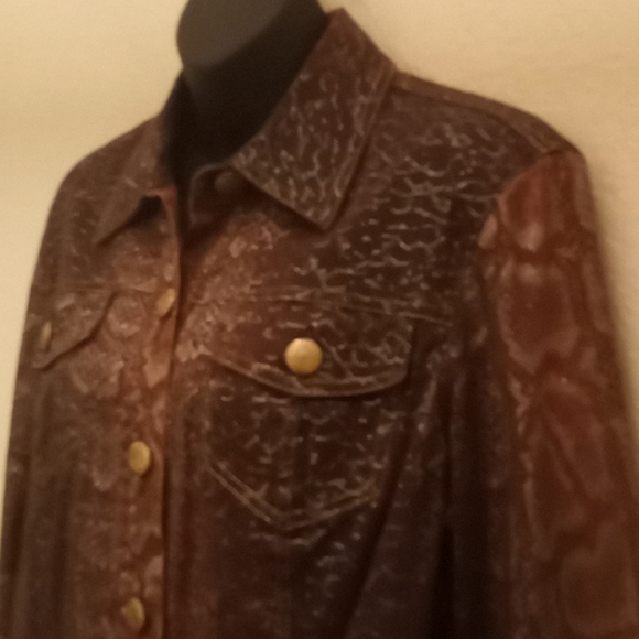 π HOST PICK!! V Cristina Twill Bronze Snake Print Bling πJacket - Picture 5 of 12